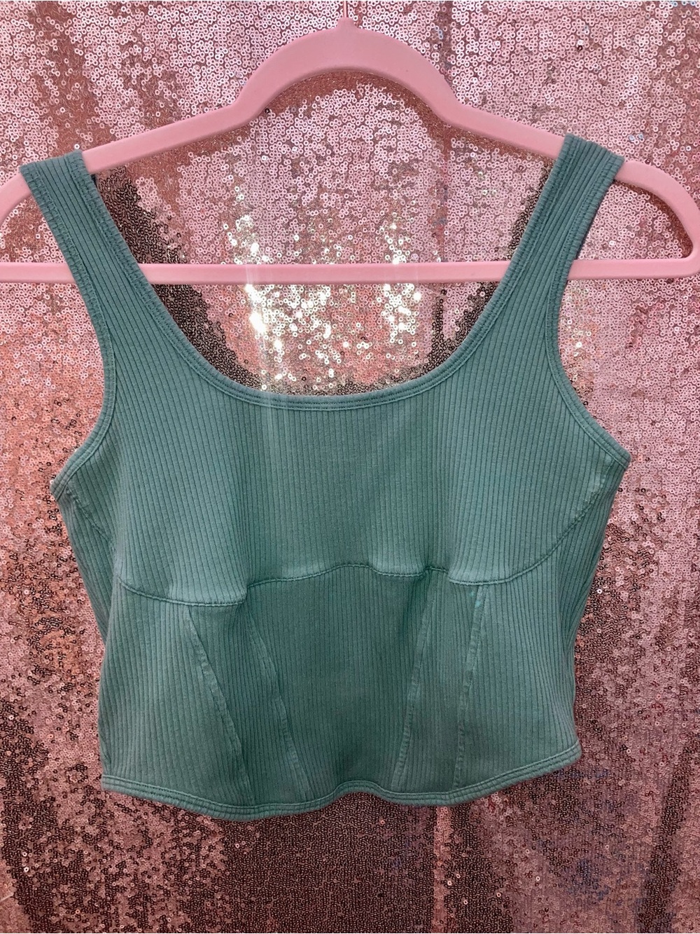 PINK Victoria's Secret XL Ribbed Scoop Tank in Seafoam Green